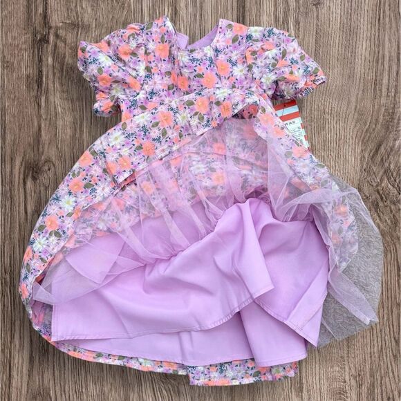 Cat & Jack Lavender Luck Multi Color Floral Tiered Dress Size XS 4/5 - Picture 2 of 8